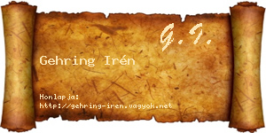 Gehring Irén névjegykártya